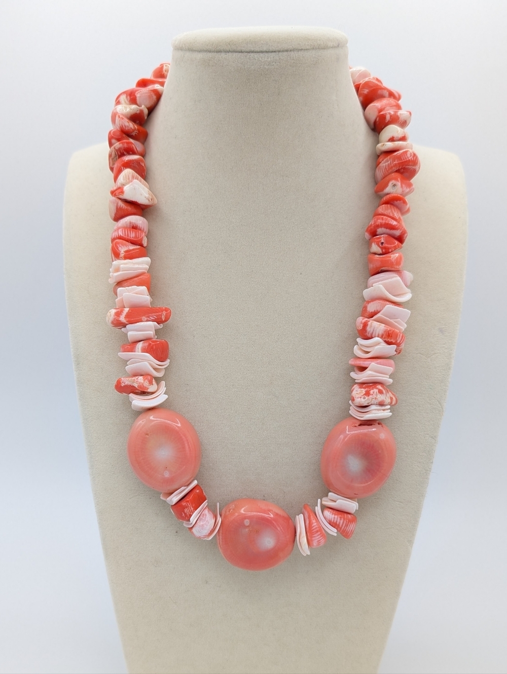 Japanese Marbled Coral Statement Necklace